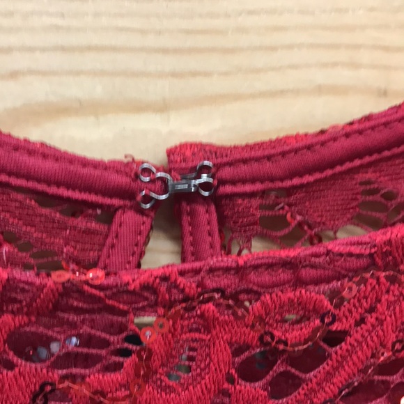 NWT,Marina Sequin Lace Long Sleeve Gown,red - Picture 7 of 15